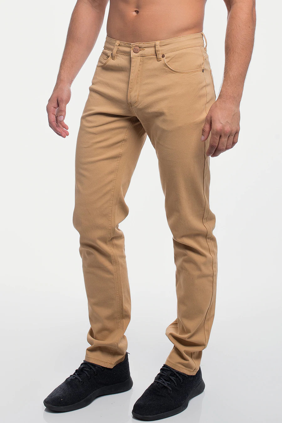 Athletic Fit Chino Pant  - Khaki - photo from front in focus #color_khaki