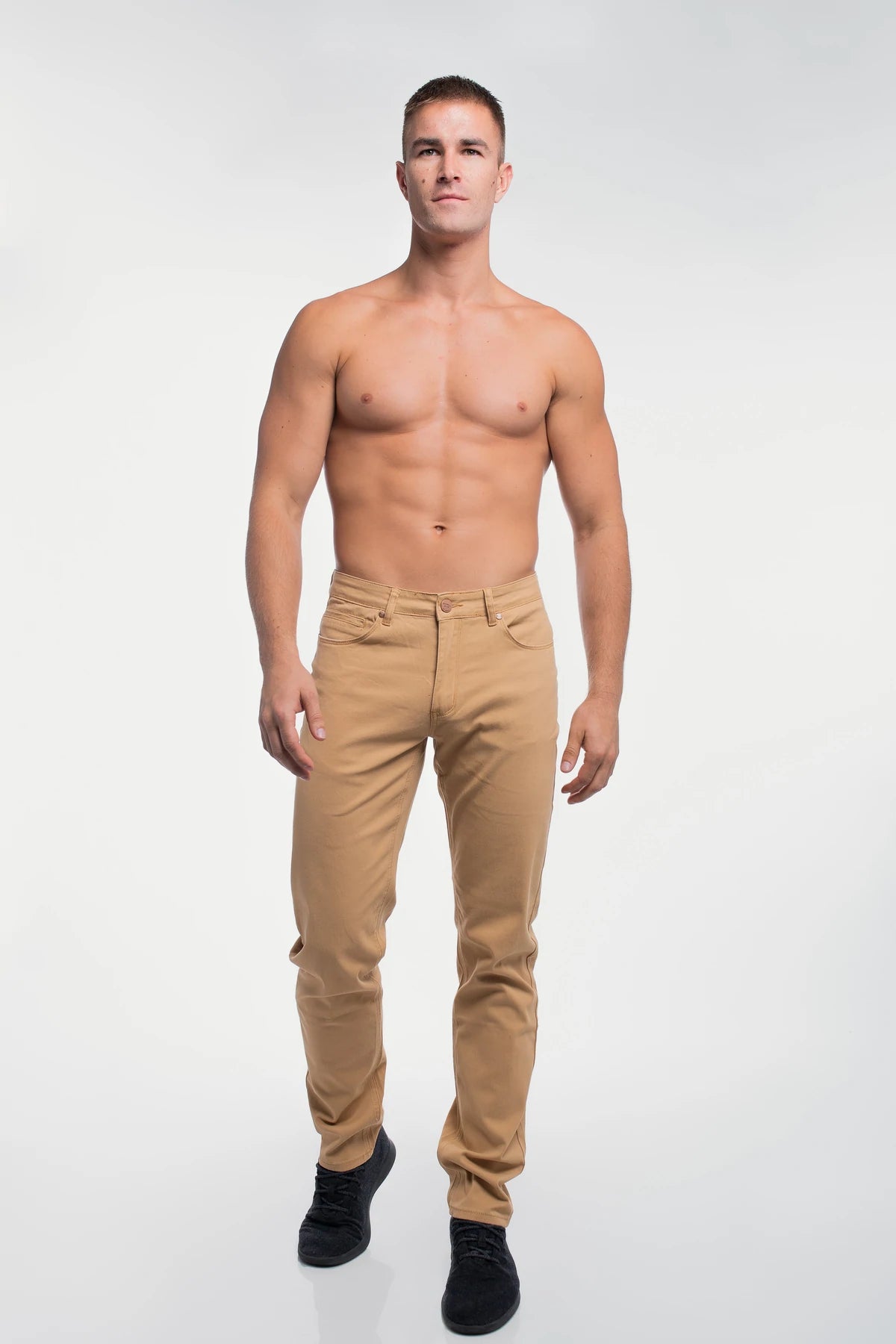 Athletic Fit Chino Pant  - Khaki - photo from front #color_khaki