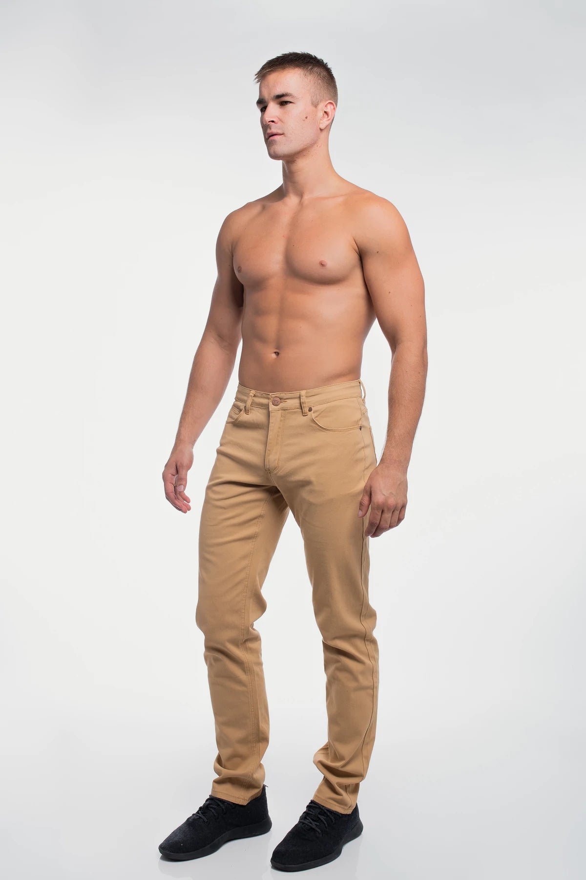 Athletic Fit Chino Pant  - Khaki - photo from front second angle #color_khaki