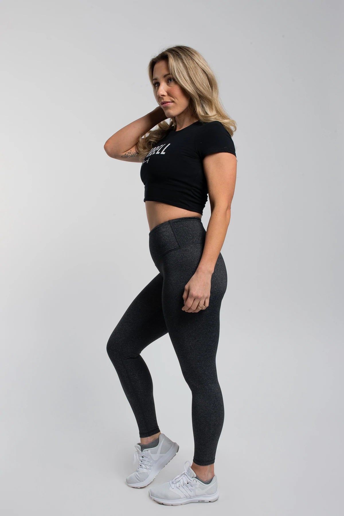Barbell Barbell Crop Tee - Black - photo from front second angle #color_black