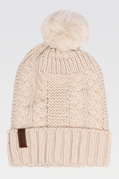 Barbell Pom Beanie - Cream - photo from front #color_cream