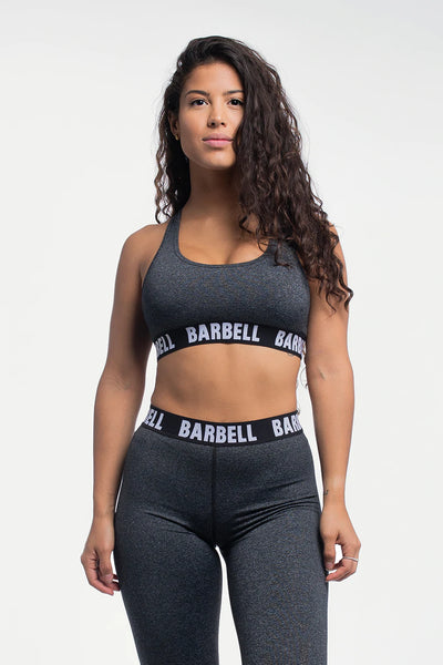 Barbell Sports Bra - Static Gray - photo from front #color_static-gray
