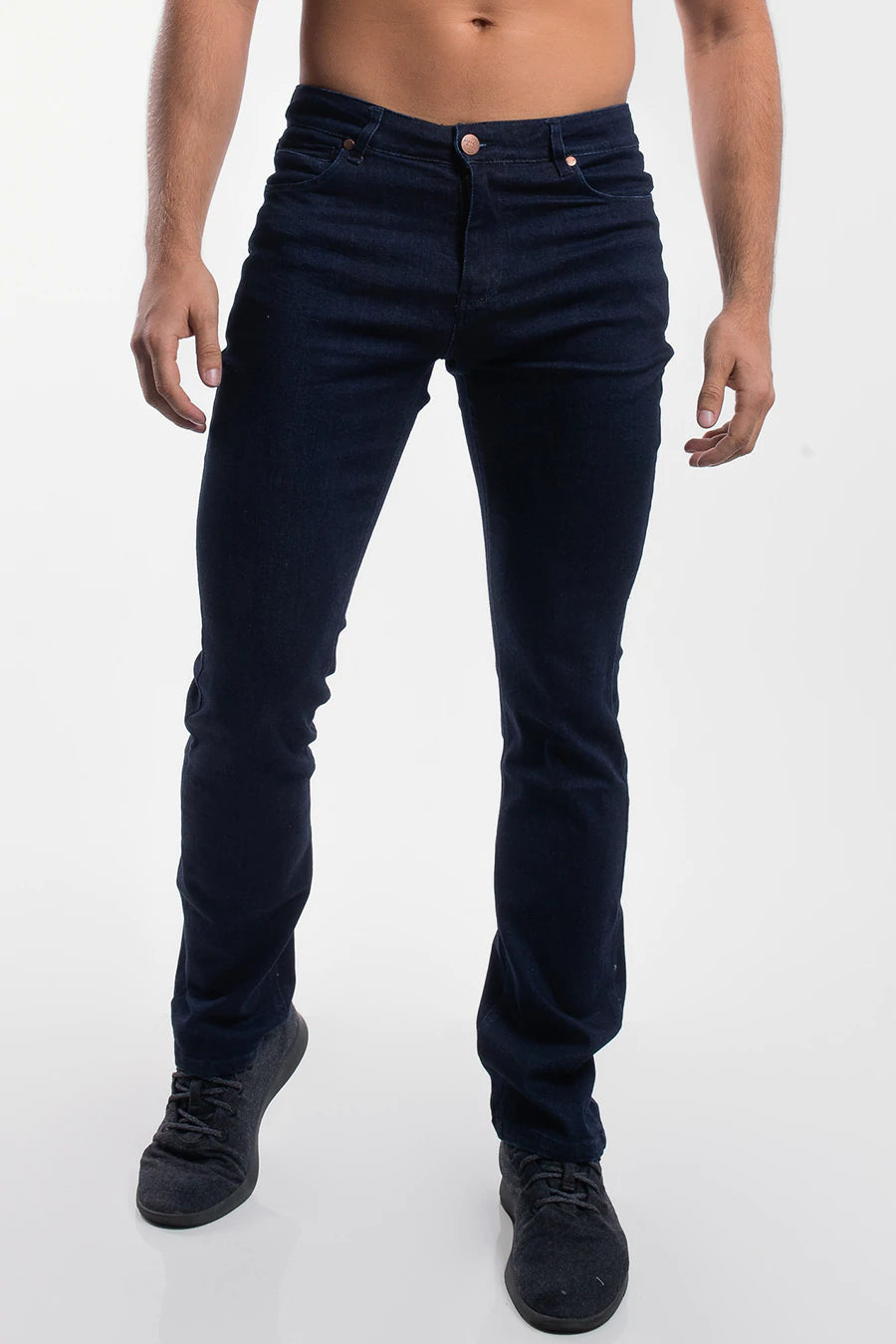Boot Cut Athletic Fit  - Dark Rinse - photo from front in focus #color_dark-rinse