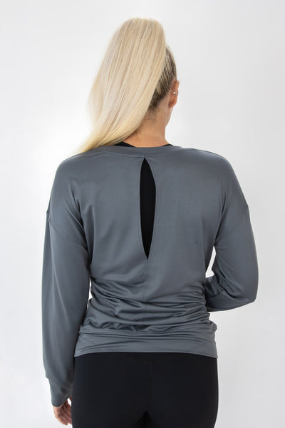 Barbell Calm Pullover-Gray - photo from back #color_gray
