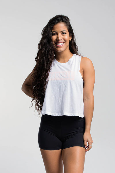 Barbell Essence Crop - White - photo from front in focus #color_white