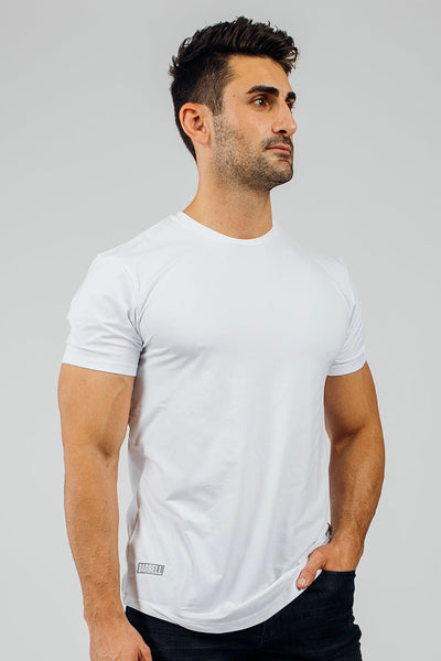 Fitted Drop Hem - White - photo from front in focus #color_white