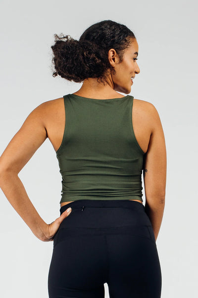 Barbell Full Circle Crop - Olive - photo from back #color_olive