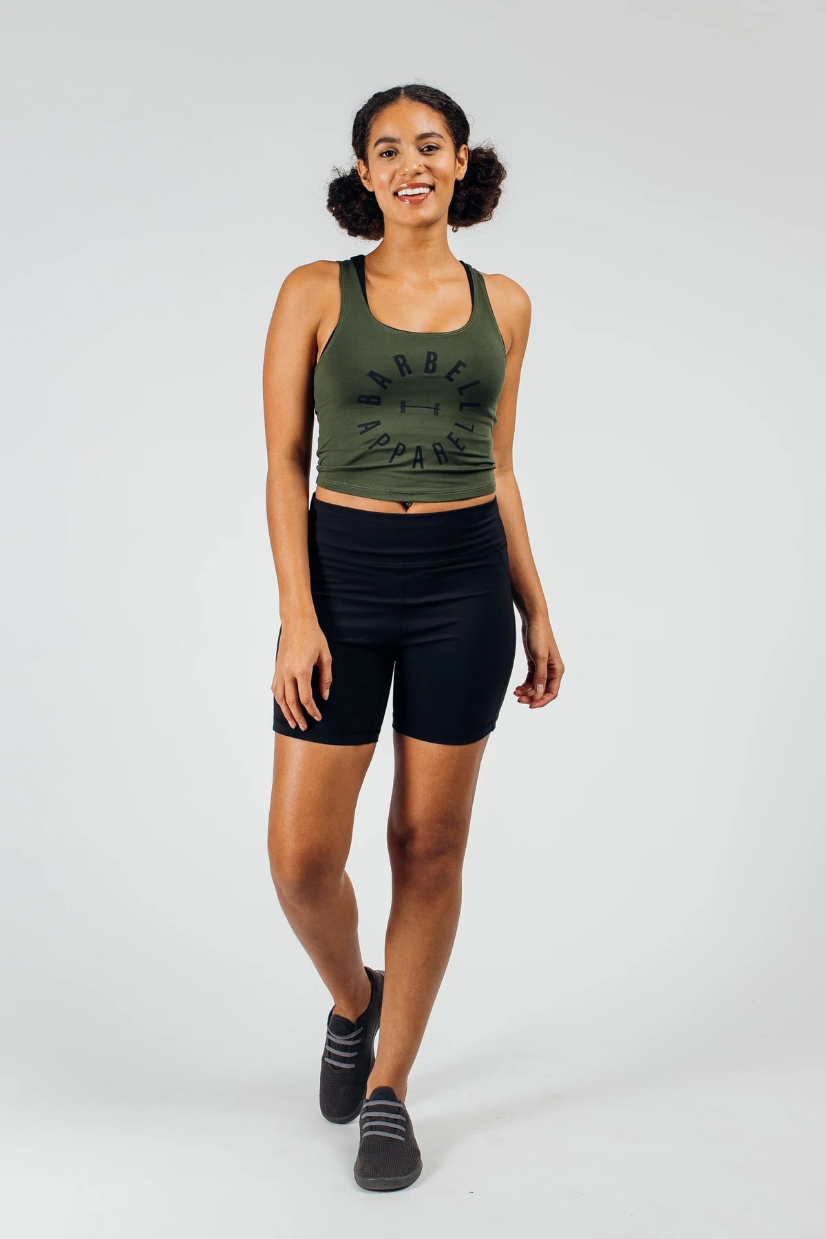 Barbell Full Circle Crop - Olive - photo from front #color_olive