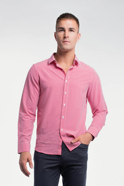 Motive Dress Shirt Gingham - Red Gingham - photo from front in focus #color_red-gingham