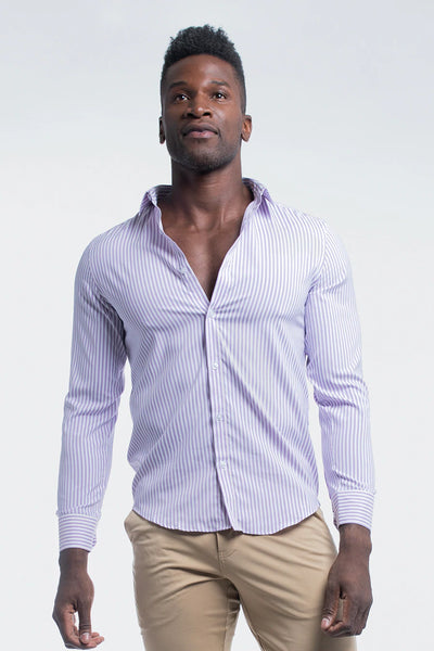 Motive Dress Shirt Stripe - Purple Stripe - photo from front in focus #color_purple-stripe