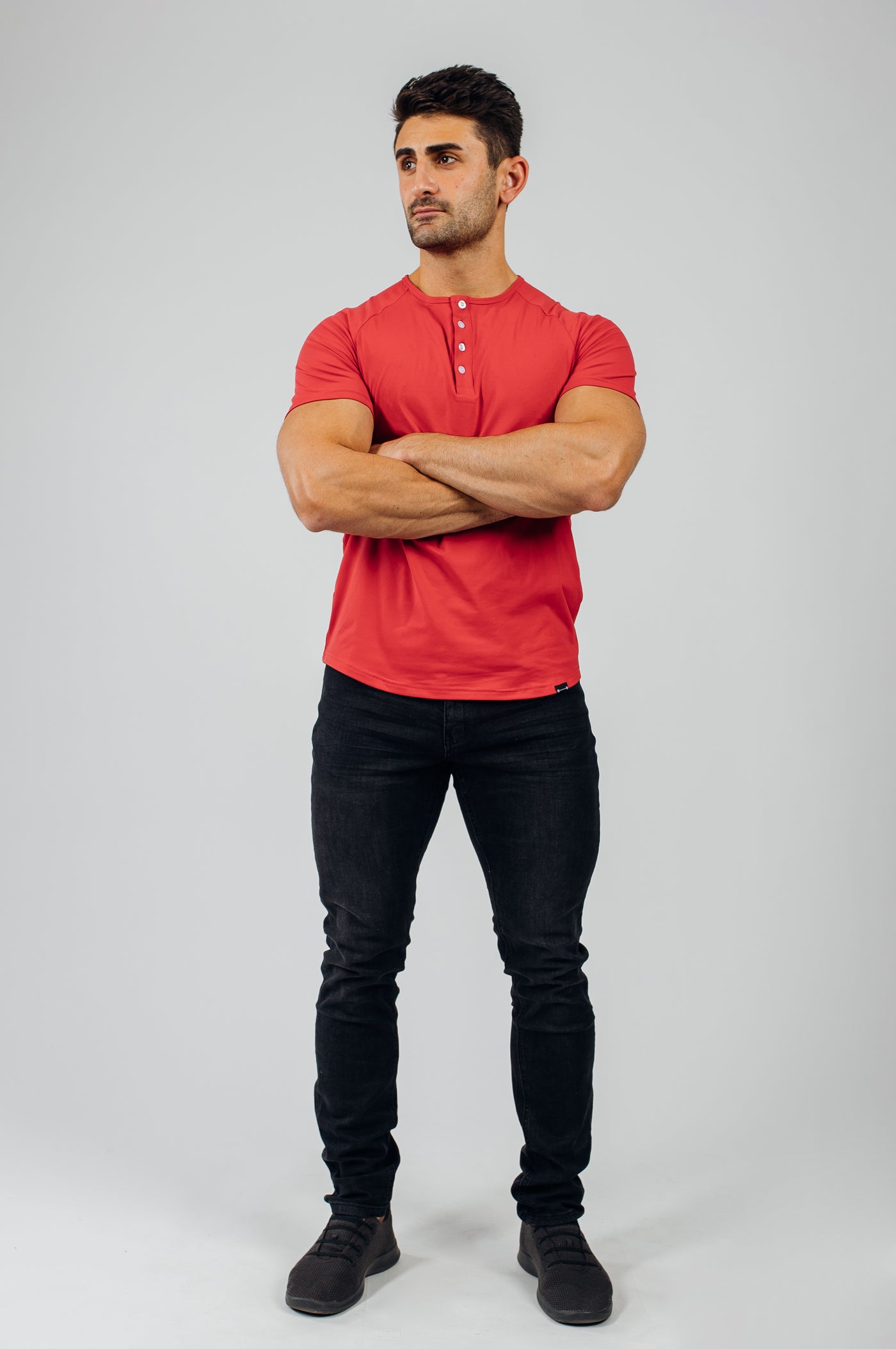 Scout Henley Short Sleeve - Crimson - photo from front #color_crimson