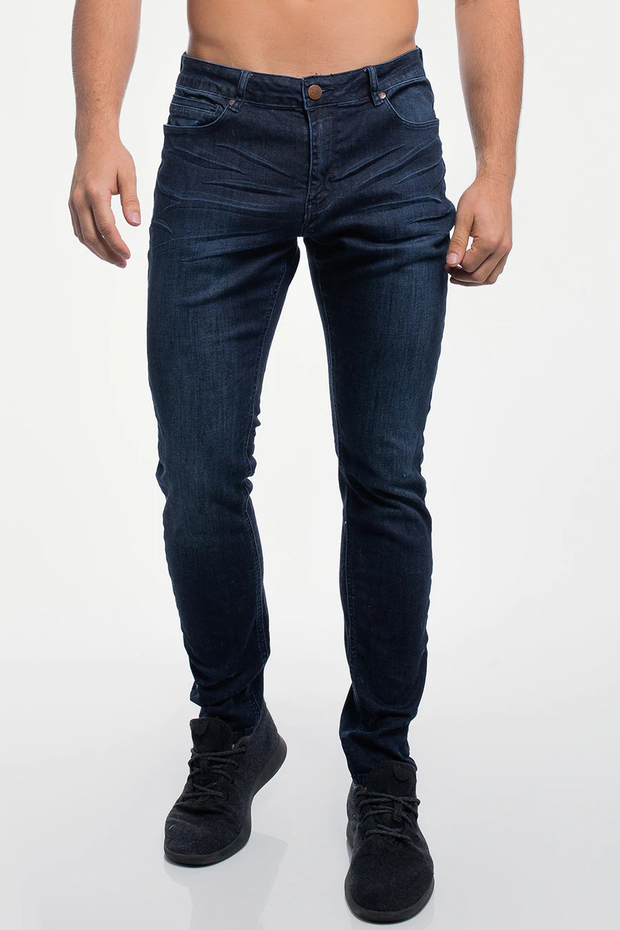 Slim Athletic Fit  - Dark Distressed - photo from front in focus #color_dark-distressed