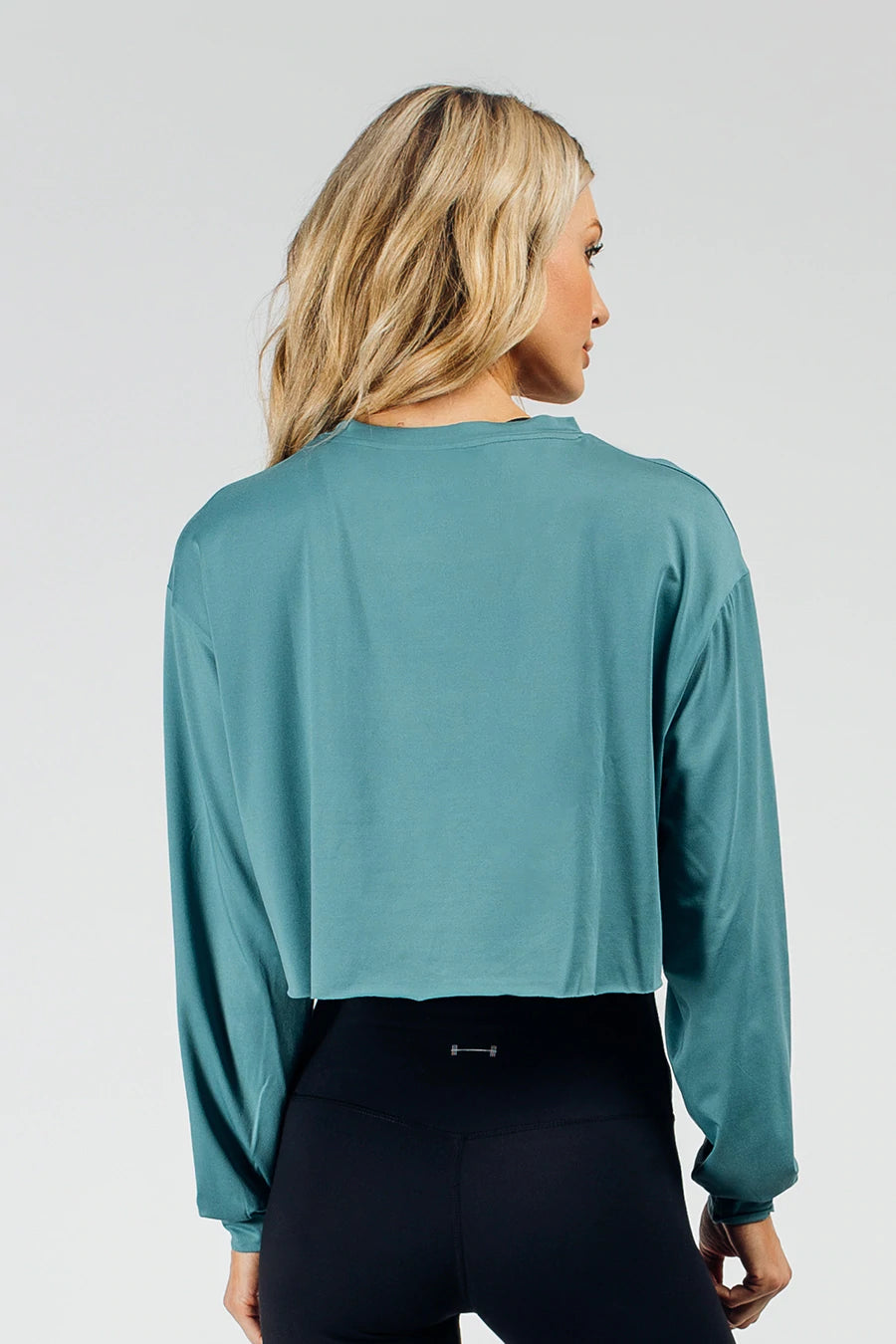 Barbell Starter Crop Long Sleeve - Teal - photo from back #color_teal