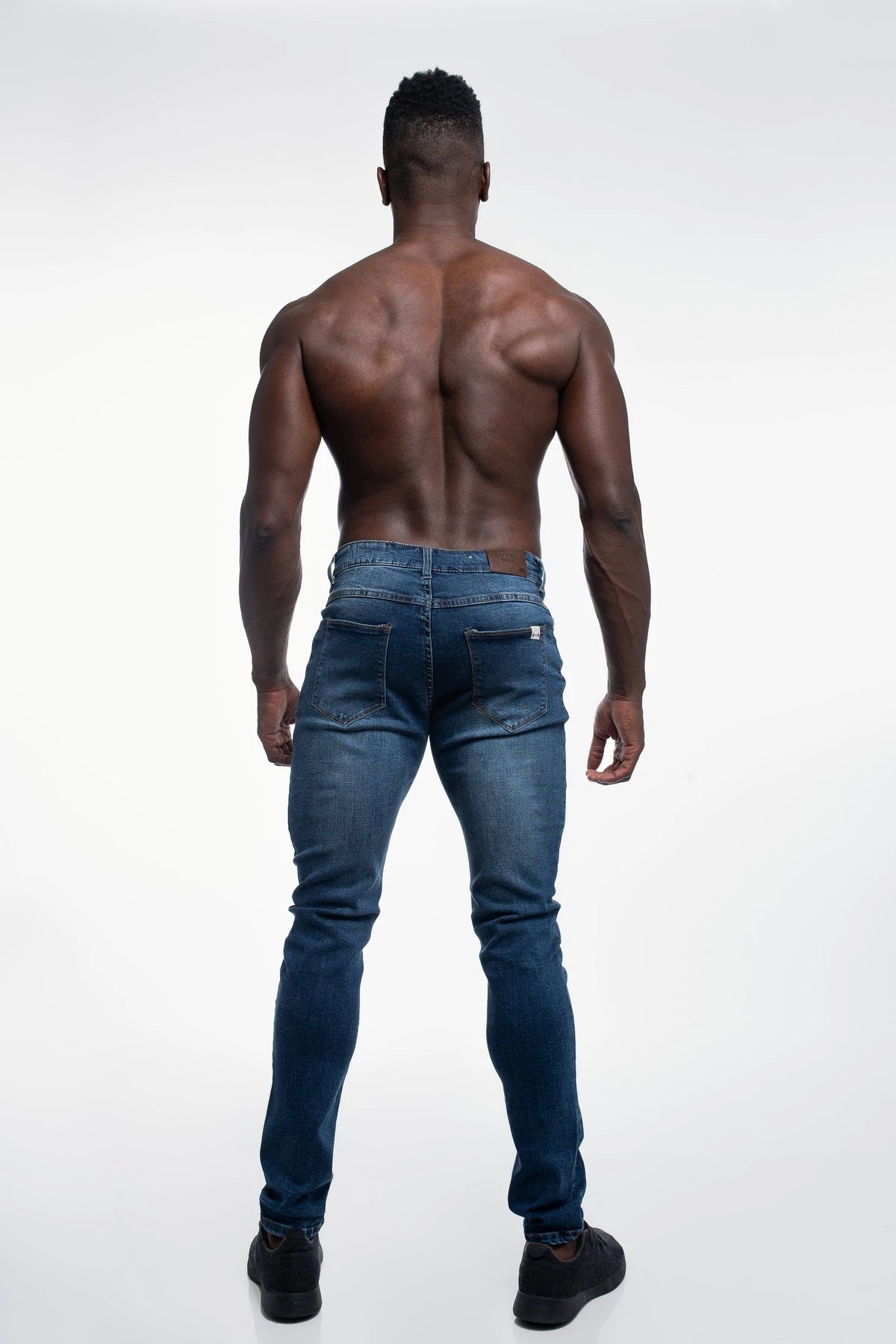Barbell Straight Athletic Fit Jeans - Medium Distressed - photo from back #color_medium-distressed
