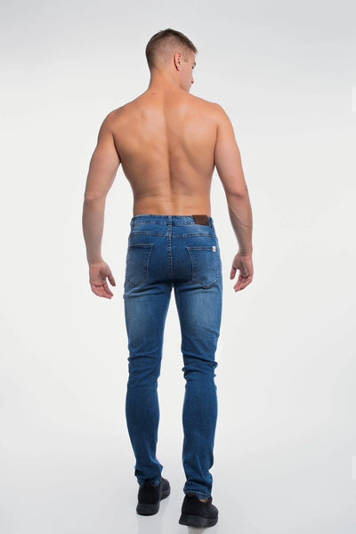Barbell Straight Athletic Fit Jeans - Medium Wash - photo from back #color_medium-wash