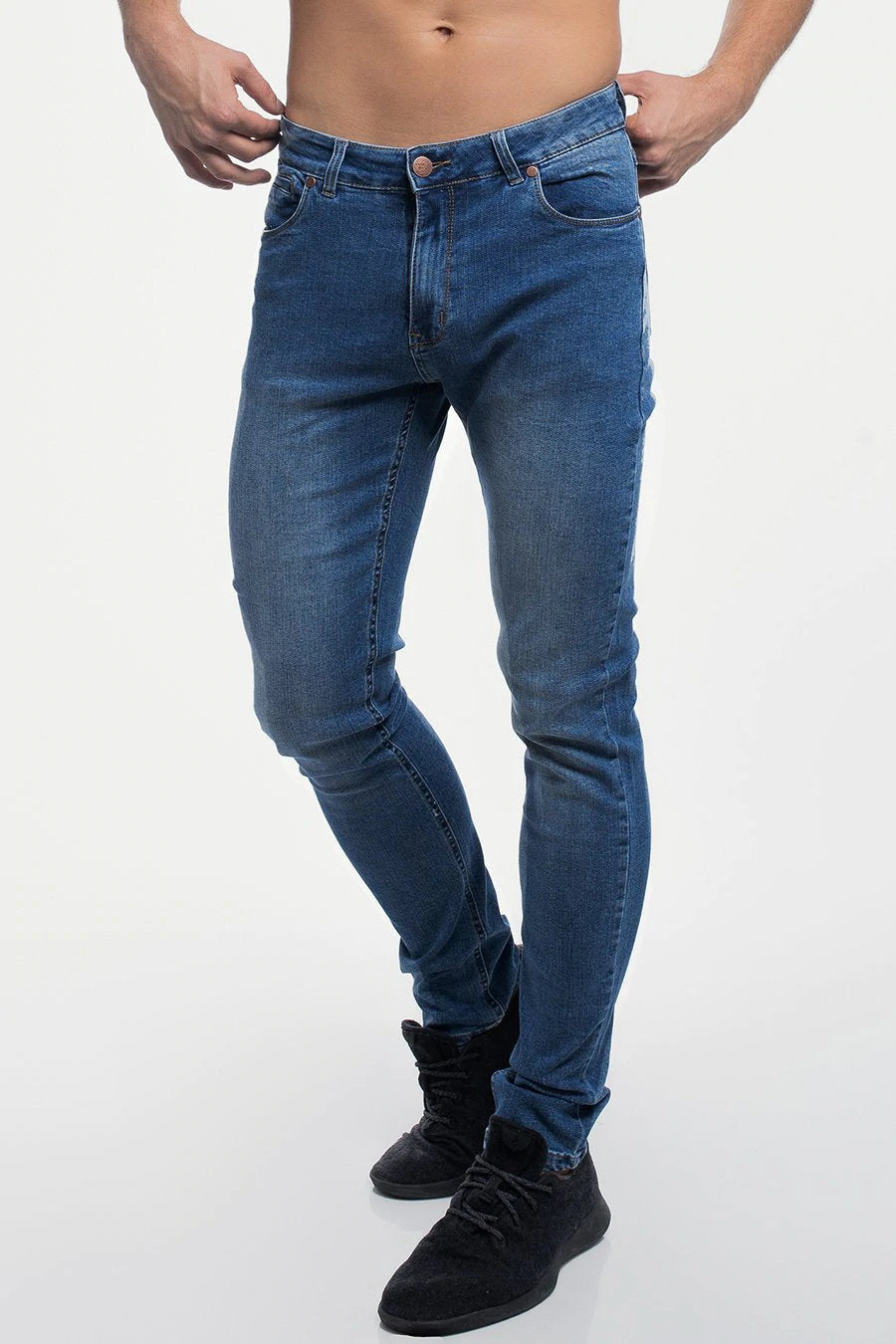 Barbell Apparel Men's Slim Athletic Fit Jeans Destroyed Dark Distressed 28  