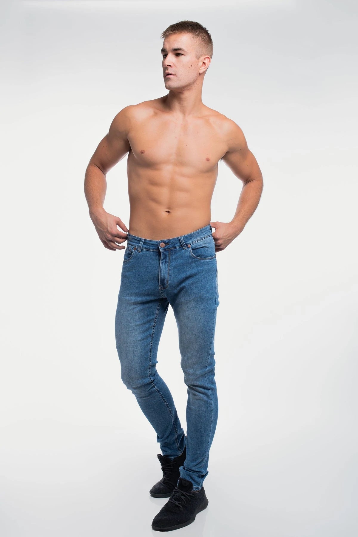 Barbell Straight Athletic Fit Jeans - Light Wash - photo from front #color_light-wash