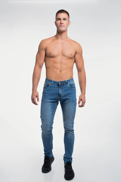 Barbell Straight Athletic Fit Jeans - Light Wash - photo from front second angle #color_light-wash