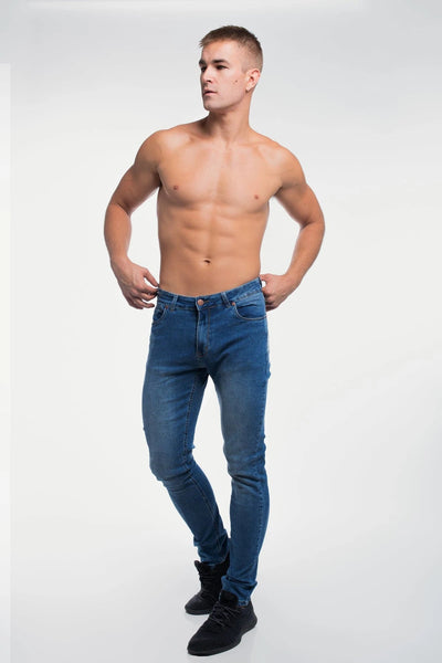 Barbell Straight Athletic Fit Jeans - Medium Wash - photo from front second angle #color_medium-wash