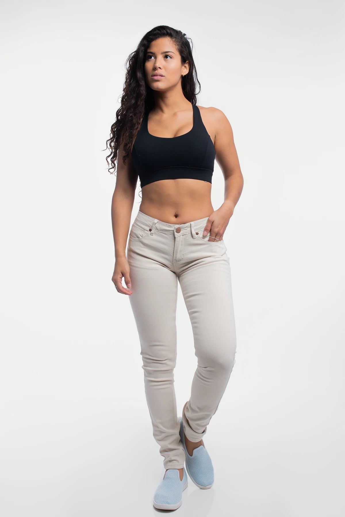Barbell Womens Athletic Chino Pant- Bone - photo from front #color_bone