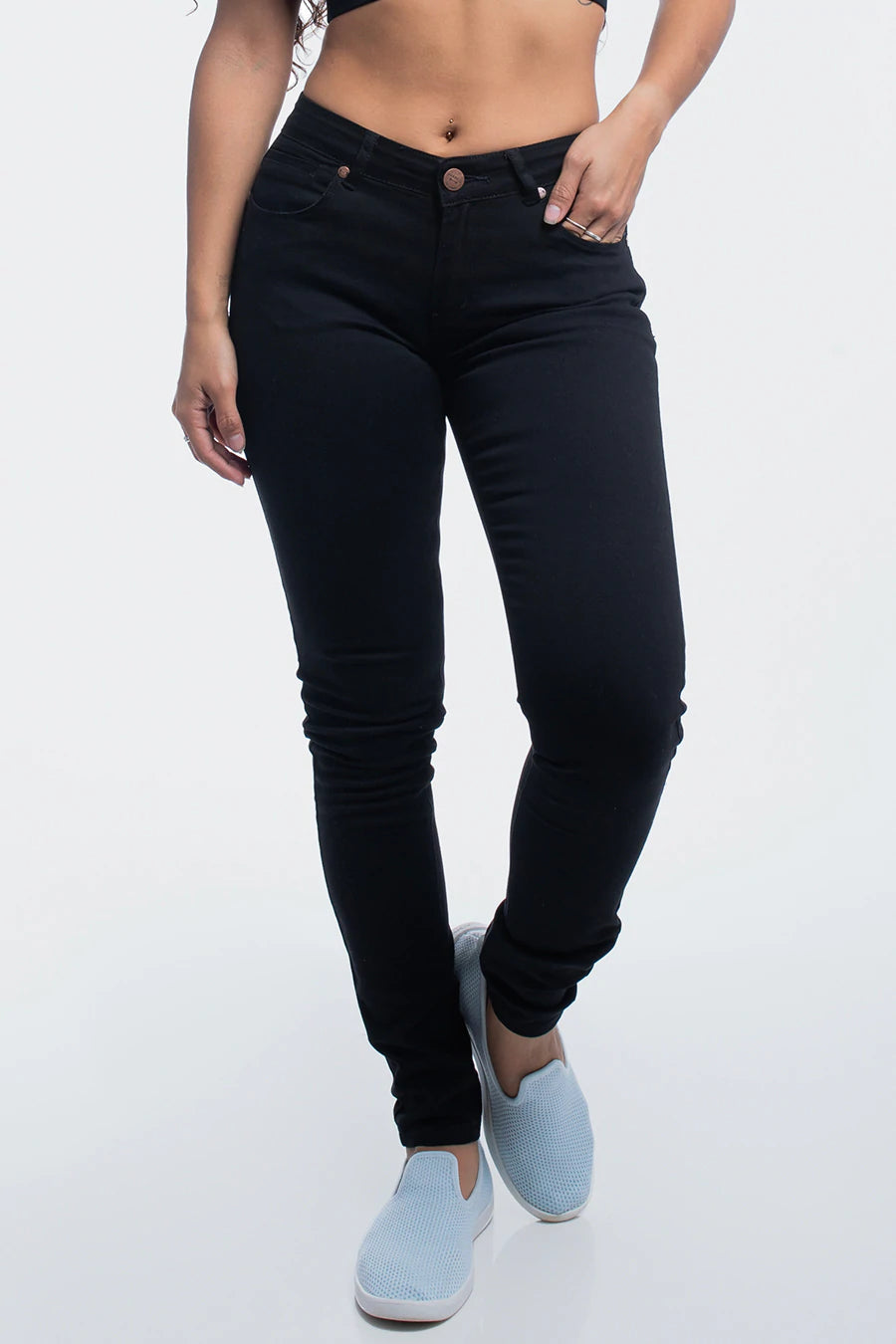 Barbell Womens Athletic Chino Pant- Jet Black - photo from front in focus #color_jet-black