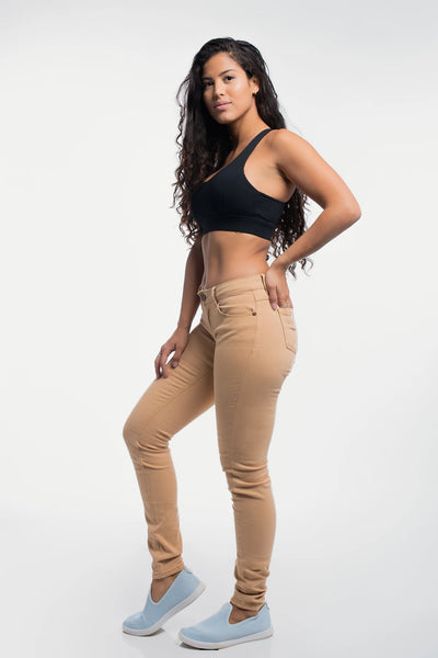 Barbell Womens Athletic Chino Pant- Dune - photo from front second angle #color_dune