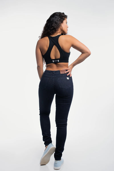 Barbell Womens Slim Athletic Fit Jeans- Dark Wash - photo from back #color_dark-wash