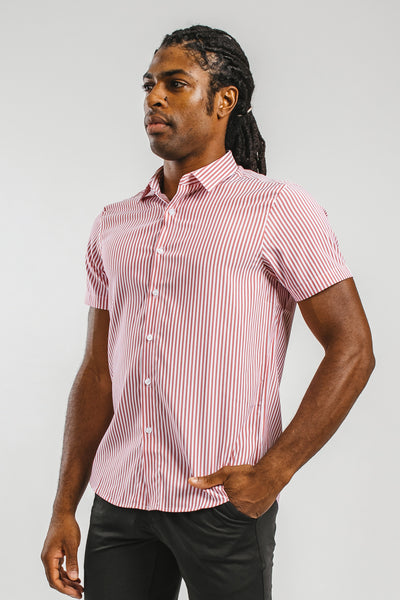 Motive Short Sleeve Stripe-Red Stripe - photo from front in focus #color_red-stripe